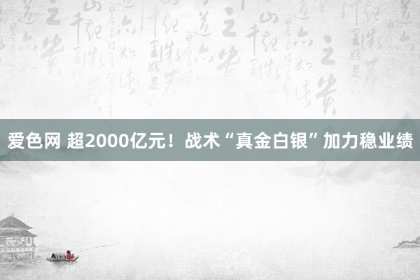 爱色网 超2000亿元！战术“真金白银”加力稳业绩