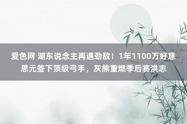 爱色网 湖东说念主再遇劲敌！1年1100万好意思元签下顶级弓手，灰熊重燃季后赛洪志