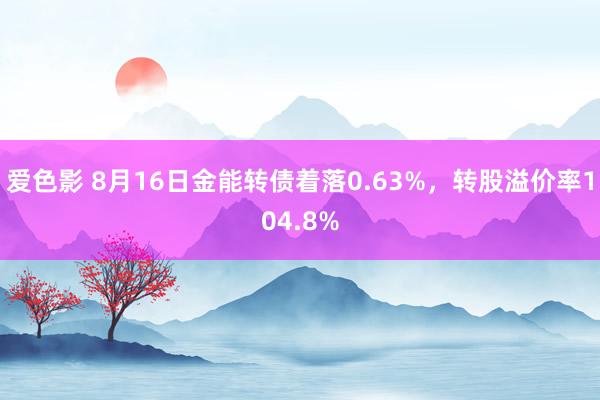 爱色影 8月16日金能转债着落0.63%，转股溢价率104.8%