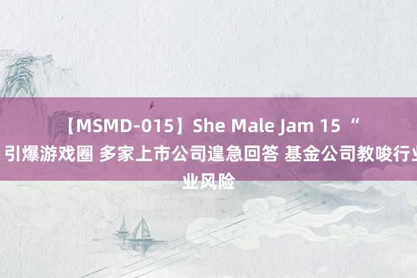 【MSMD-015】She Male Jam 15 “悟空”引爆游戏圈 多家上市公司遑急回答 基金公司教唆行业风险