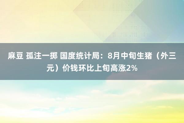 麻豆 孤注一掷 国度统计局：8月中旬生猪（外三元）价钱环比上旬高涨2%