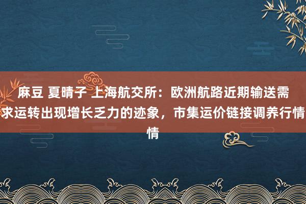 麻豆 夏晴子 上海航交所：欧洲航路近期输送需求运转出现增长乏力的迹象，市集运价链接调养行情