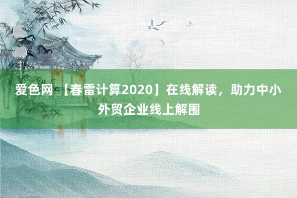 爱色网 【春雷计算2020】在线解读，助力中小外贸企业线上解围