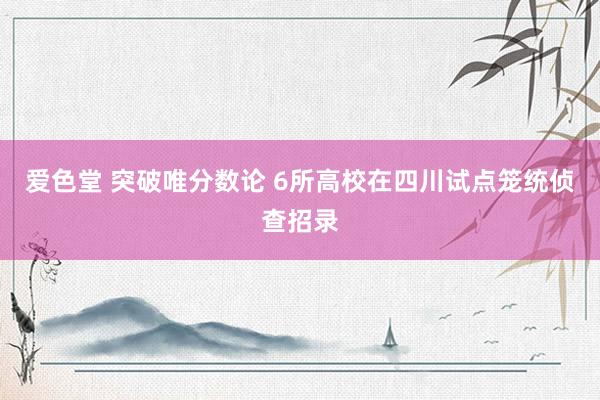 爱色堂 突破唯分数论 6所高校在四川试点笼统侦查招录