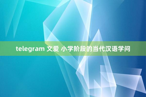 telegram 文爱 小学阶段的当代汉语学问