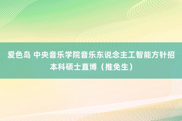 爱色岛 中央音乐学院音乐东说念主工智能方针招本科硕士直博（推免生）