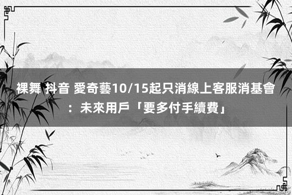 裸舞 抖音 愛奇藝10/15起只消線上客服　消基會：未來用戶「要多付手續費」