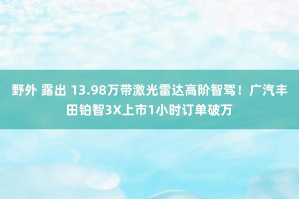 野外 露出 13.98万带激光雷达高阶智驾！广汽丰田铂智3X上市1小时订单破万