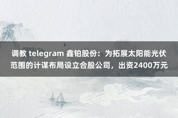 调教 telegram 鑫铂股份：为拓展太阳能光伏范围的计谋布局设立合股公司，出资2400万元